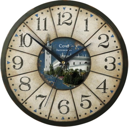 Часы настенные состаренные «Сочи- автовокзал»