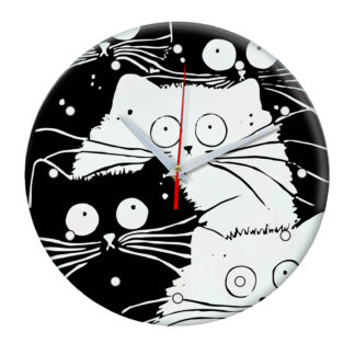 Сувенир – часы коты Всё черное и белое