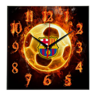 Настенные часы «Огненный футболист BARSELONA»