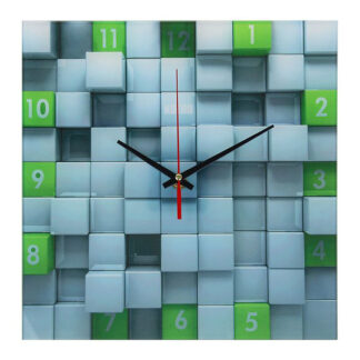 Часы дизайнерские «Кубы зеленые»