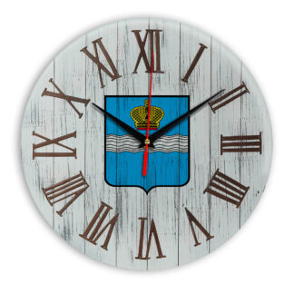 Печать под стеклом- Деревянные настенные часы Калуга 07