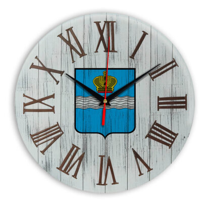 Печать под стеклом- Деревянные настенные часы Калуга 07