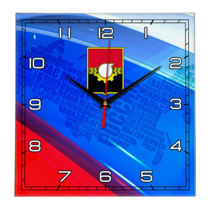 Часы с флагом РФ и гербом города Кемерово 02