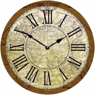 деревянные часы из МДФ Старая карта Мира mdclr032-d420