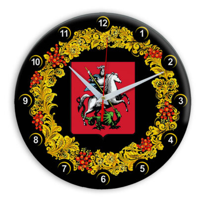 Часы в стиле Хохлома сувенирные Москва-03
