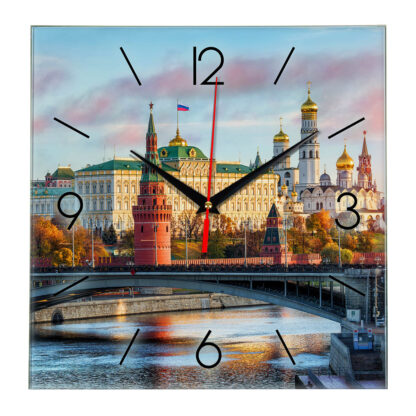 Стеклянные настенные часы с логотипом Москва 18-09