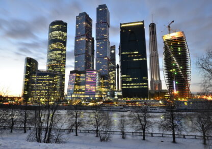 Фото на стекле «Москва Сити вечером»