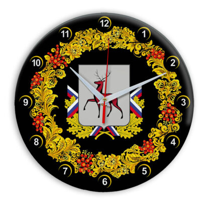 Часы в стиле Хохлома сувенирные Нижний Новгород 03