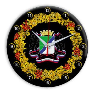 Часы в стиле Хохлома сувенирные Новосибирск 03