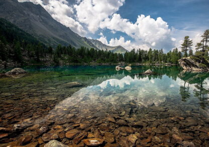 Фото на стекле «Озеро в горах»