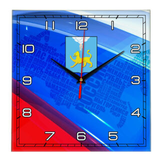 Часы с флагом РФ и гербом города Псков 02
