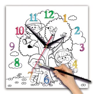 часы раскраска для детей «Дети на качелях»