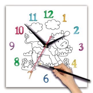 Детская раскраска часы «Коровка»