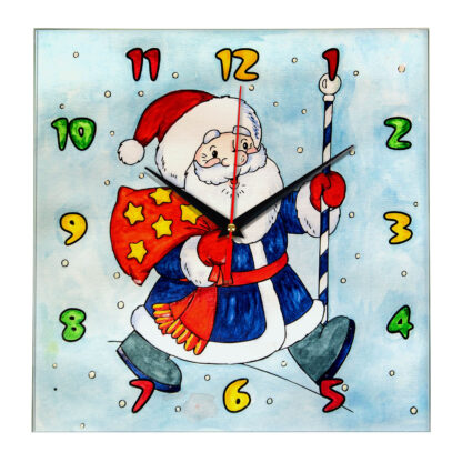 Часы раскраска для детей «Дед мороз несет подарки»