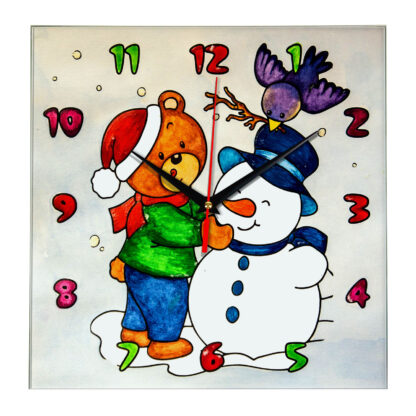 Часы раскраска для детей «Снеговик и его друзья»