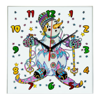 Часы с раскраской для детей «Праздничный снеговик»